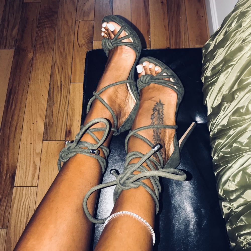 Sexy Camo green lace up heels
